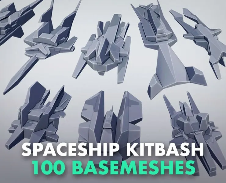 Spaceship Basemesh Kitbash - 100 Models Pack