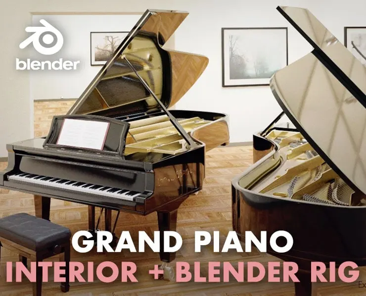 Grand Piano + Full Interior & Blender Rig