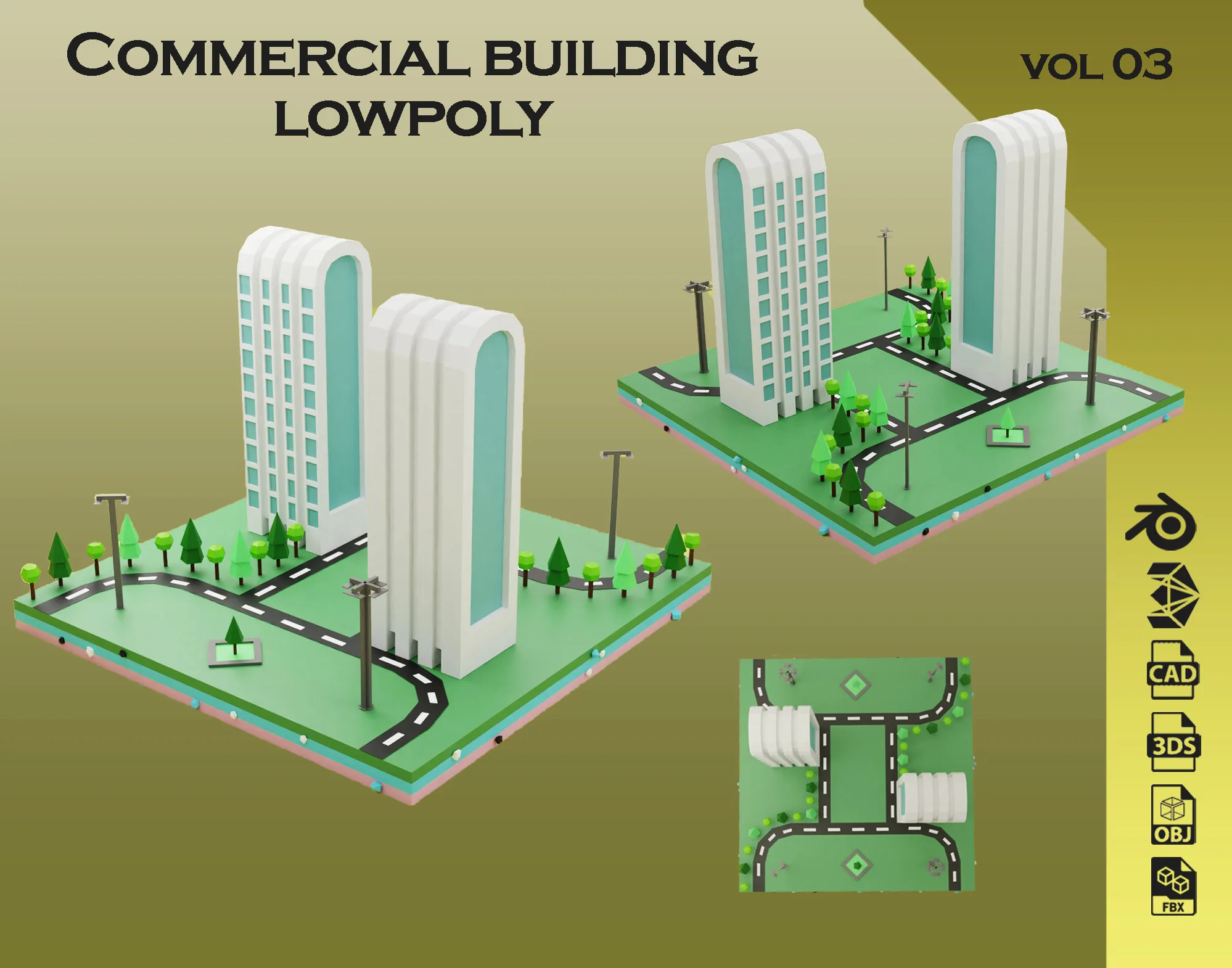 Commercial building Lowpoly Vol 03