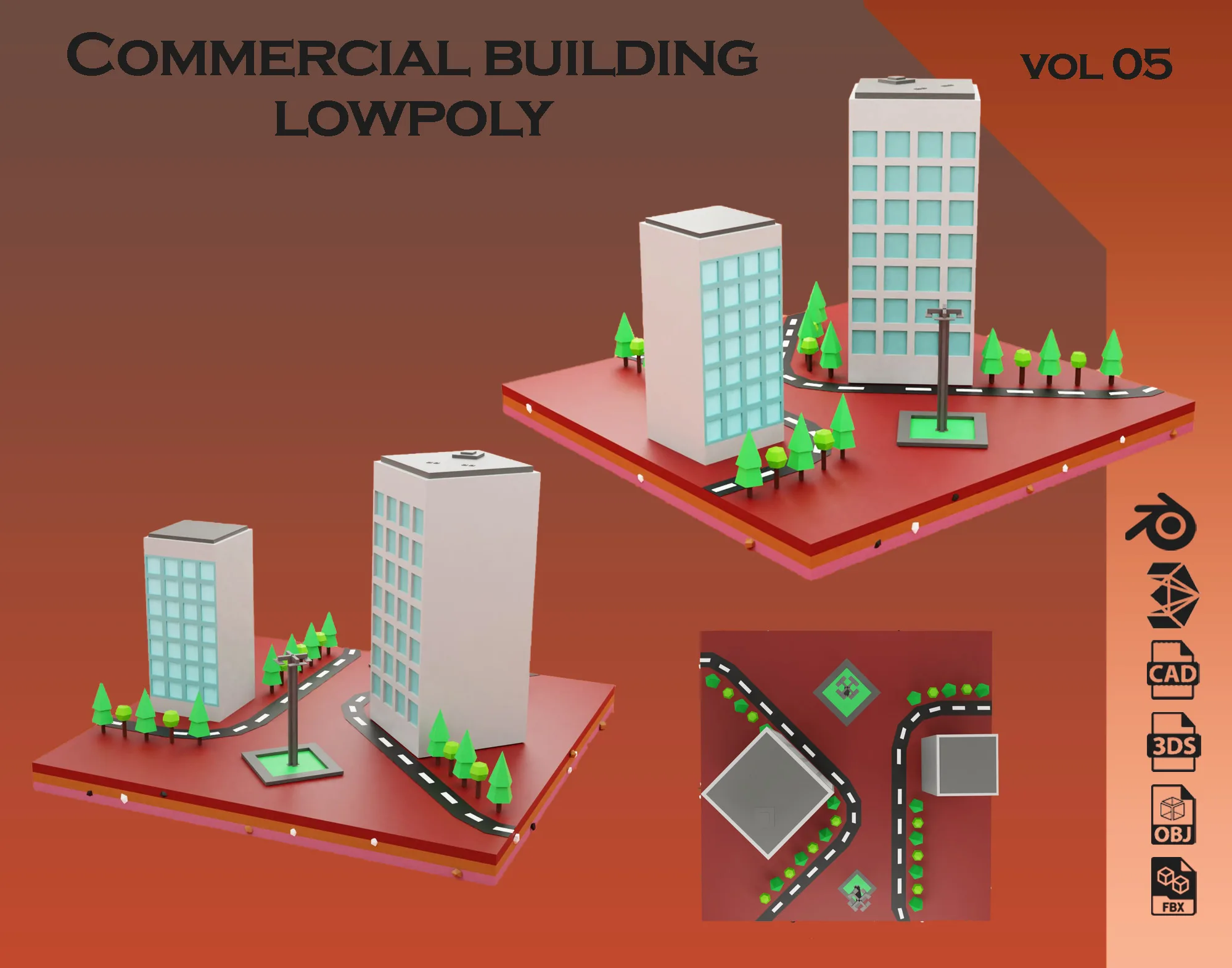 Commercial building Low poly Vol 05