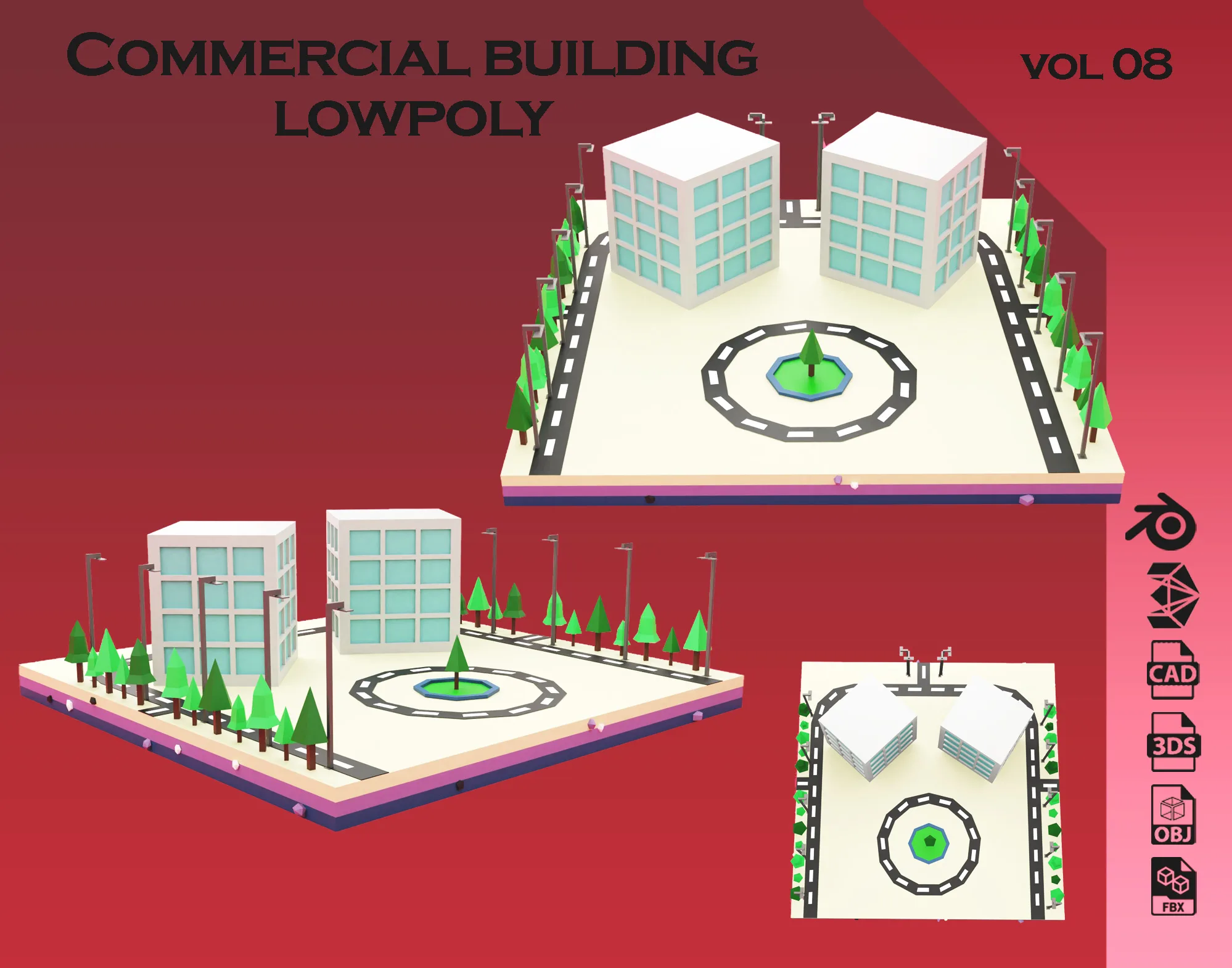 Commercial building Low poly Vol 08