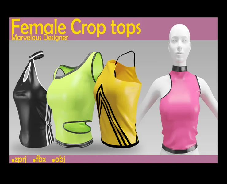 Female Crop tops.Marvelous Designer