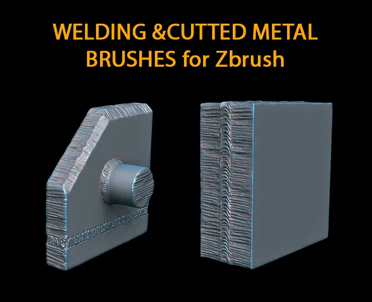 Cutted metal and Welding Brushes for Zbrush