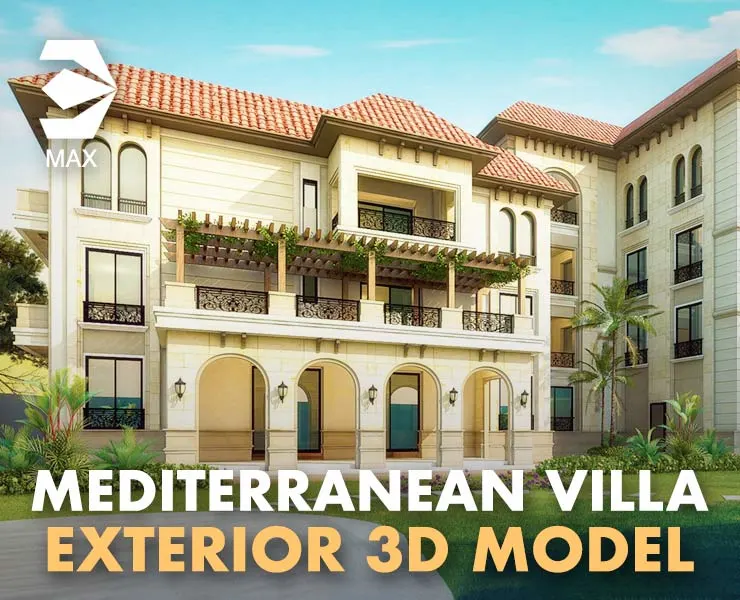 Classic Villa Exterior Mediterranean Style 3D Model