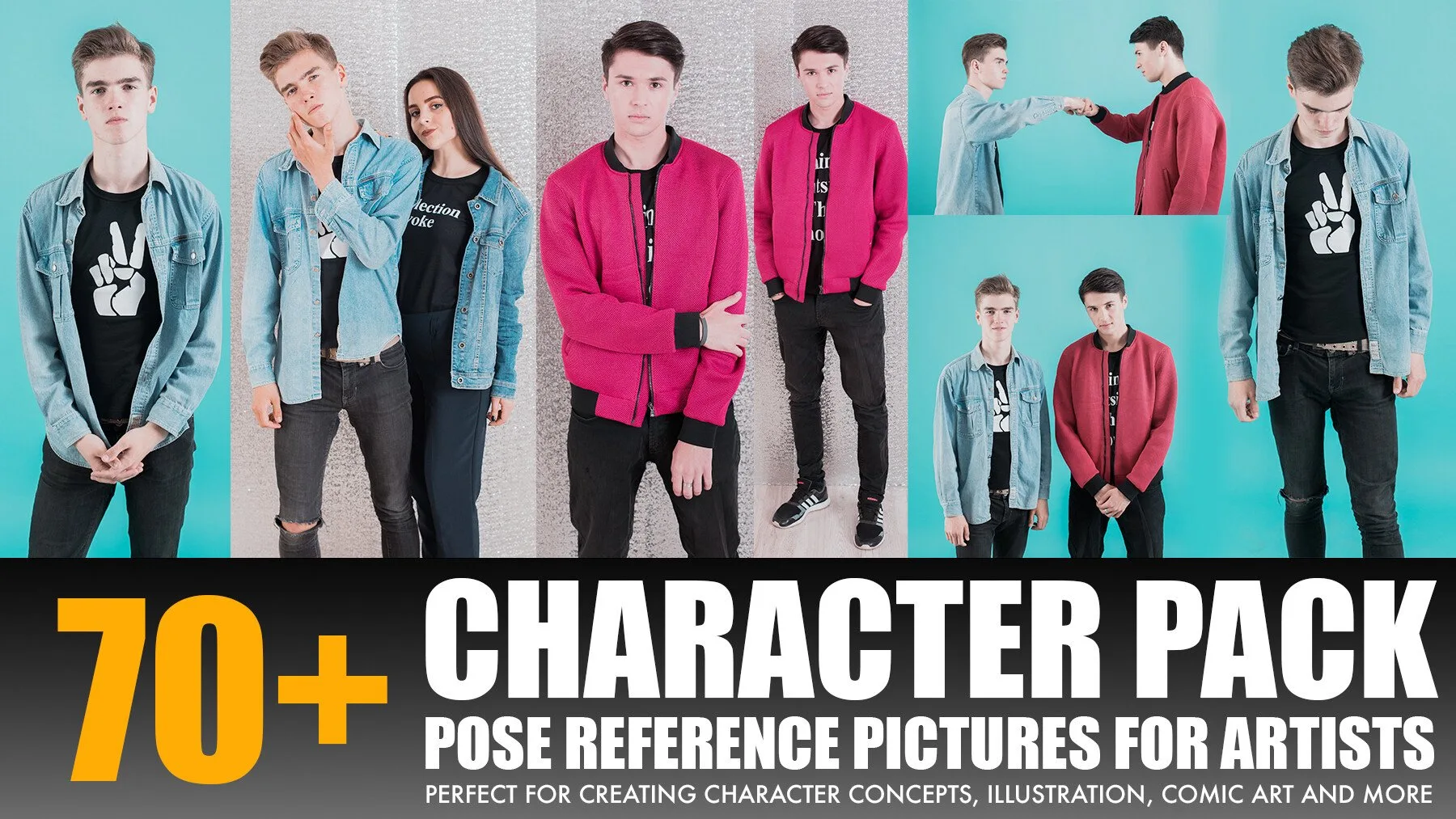 Photo/Textures Reference Pack: 70+ Character Pose Reference Pictures "Young Guy in Studio"