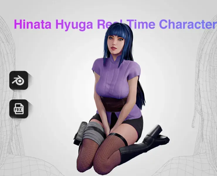 Hinata Hyuga - Game Ready 3D model - UE4