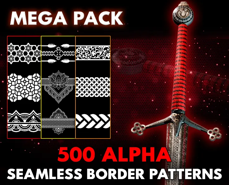 500 Alpha Seamless Border Patterns (MEGA Pack) - Vol 14