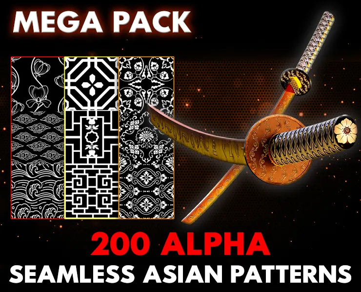 200 Alpha Seamless Asian Patterns (MEGA Pack) - Vol 15