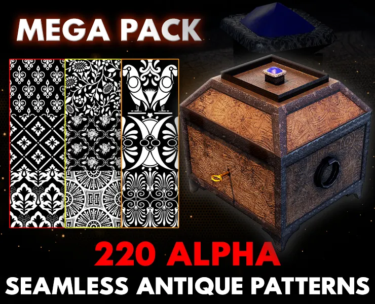 220 Alpha Seamless Antique Patterns (MEGA Pack) - Vol 16