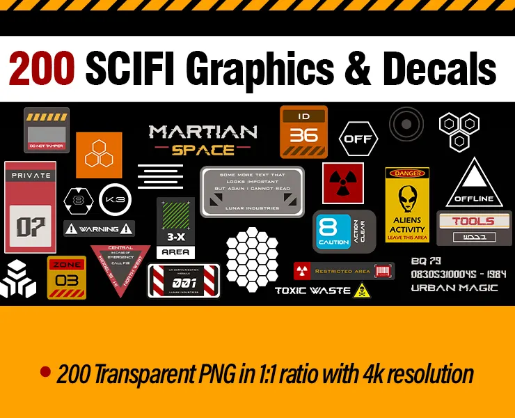 " 200 SCIFI Graphics & Decals "