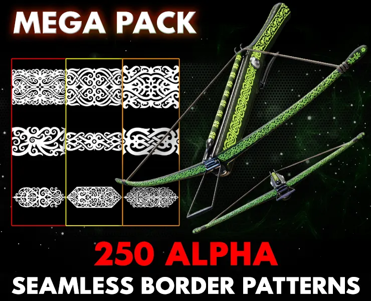 250 Alpha Seamless Border Patterns (MEGA Pack) – Vol 19