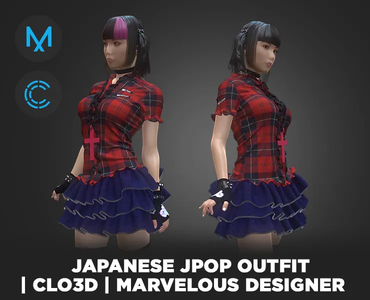 Japanese Jpop Outfit | Clo3d | Marvelous designer