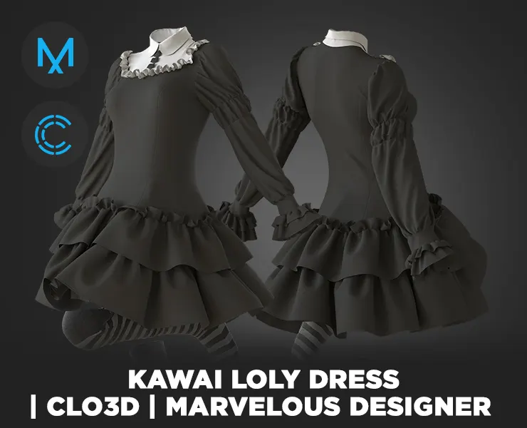 Kawai Loly Dress | clo3d | marvelous designer