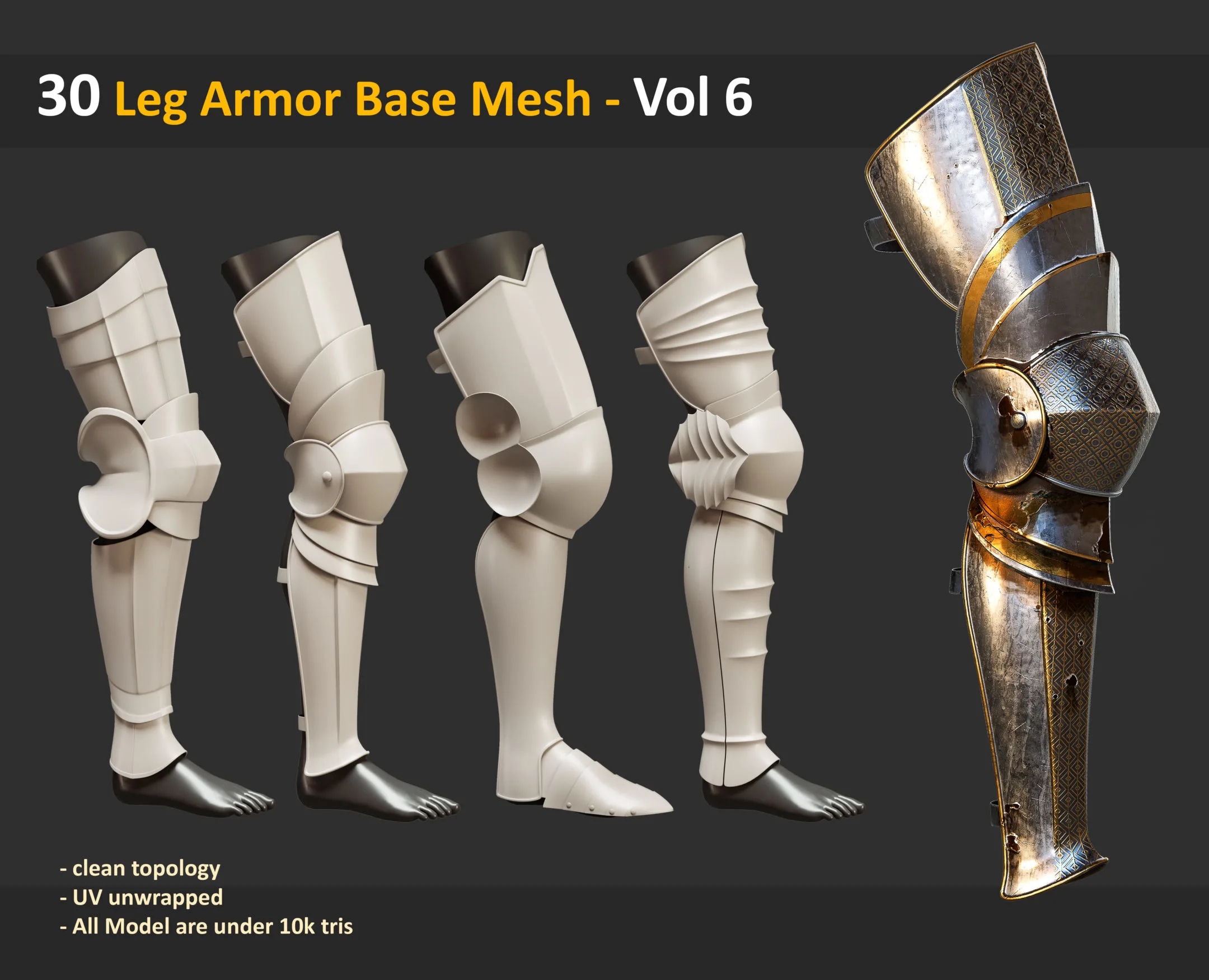 30 Leg Armor Base Mesh - Vol 6