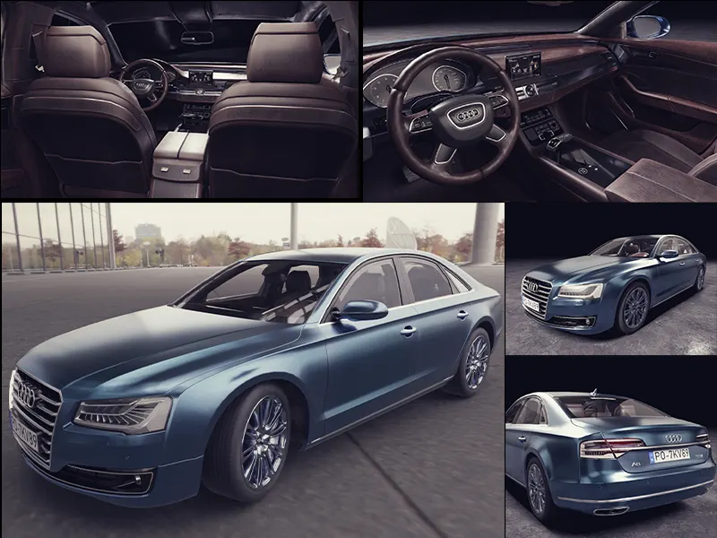 3D model of the Blue Car Audi A8