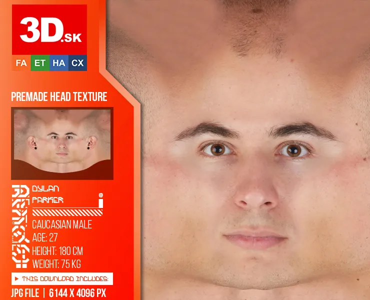 Premade Male Head Texture | Dylan Parker