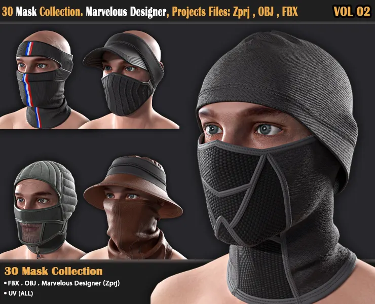 30 Mask Collection. Marvelous Designer