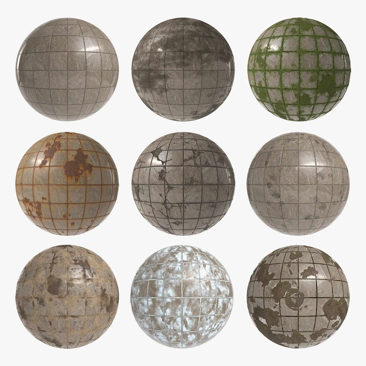 Floor Tile 003 PBR 4K - 9 Types