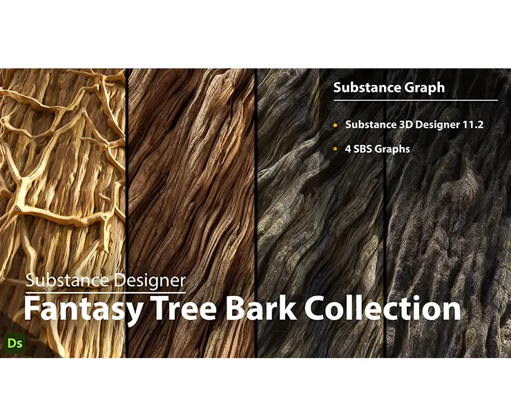 Fantasy Tree Bark Collection | Substance Designer