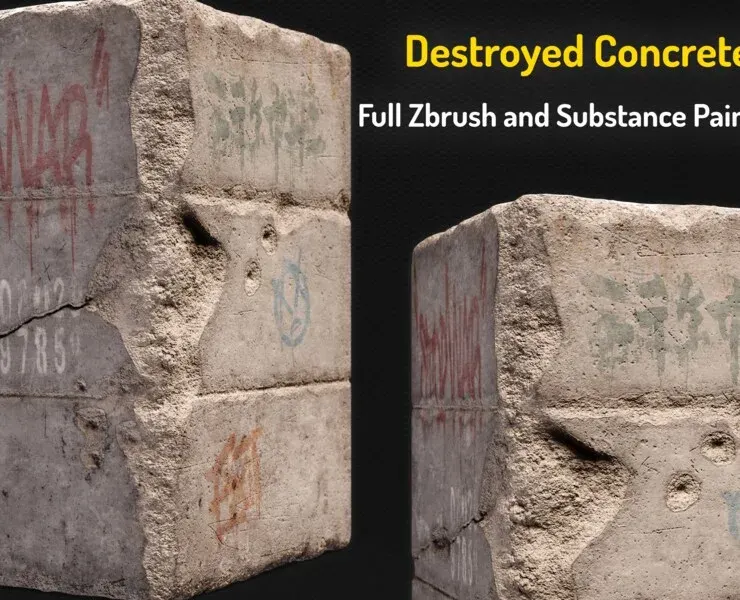 Destroyed Concrete Wall with Graffiti – Full ZBrush & Substance Painter Tutorial