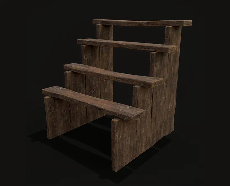 Rustic Medieval Four Step Foot Ladder