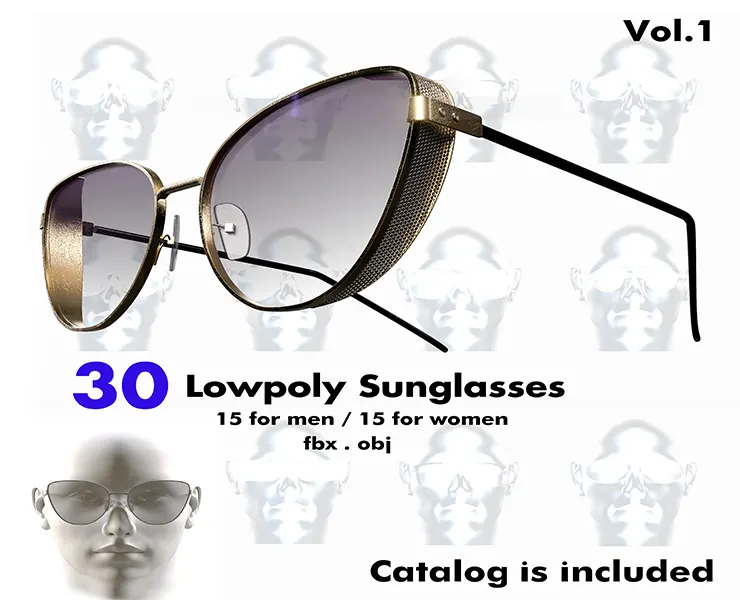 30 Low-poly Sunglasses Vol.1