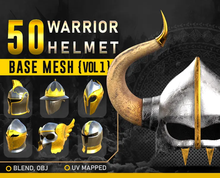 50 Warrior Helmet Base Mesh Vol-1