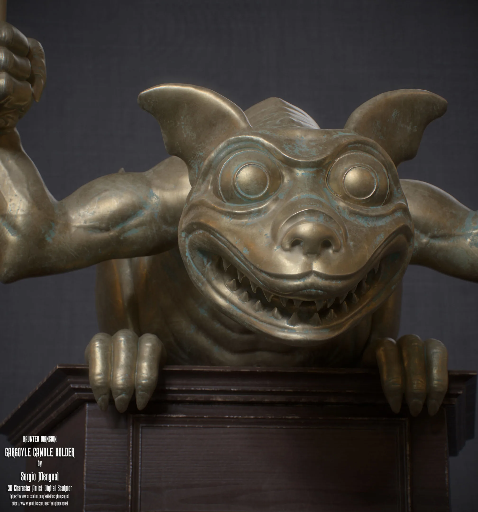 Haunted Mansion Gargoyle Candle Holder 3D printable sculpture 3D print model