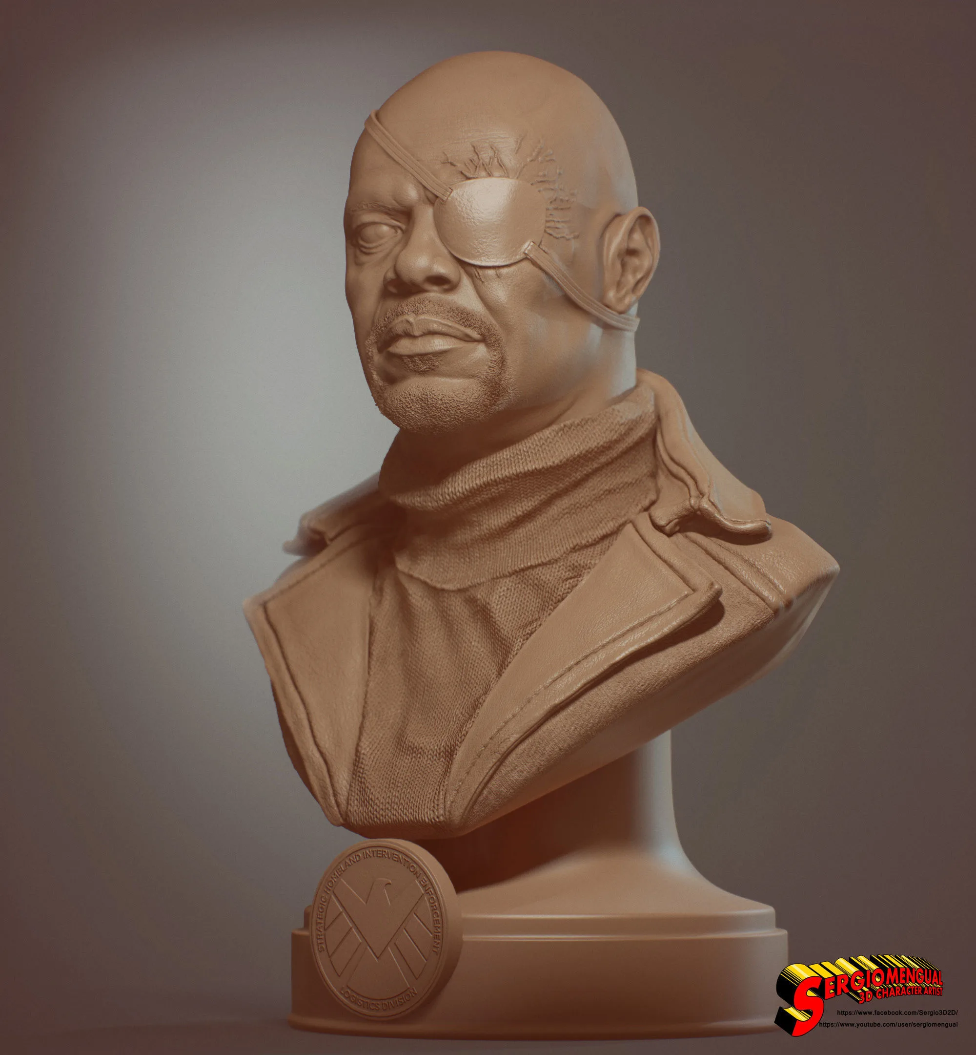 Nick Fury Bust for 3D printing 3D print model