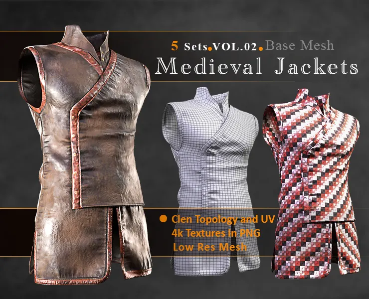 Medieval Style Jackets Base Mesh Vol 02