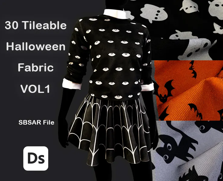 30 Tileable Halloween Fabric VOL1+ 4k PBR textures