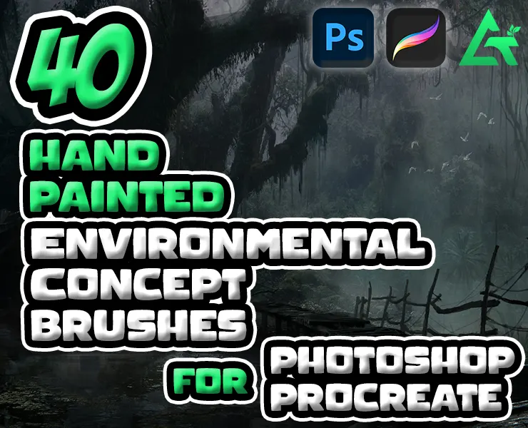 40 Hand Painted Environmental Concept Brushes for Photoshop and Procreate - Vol 3