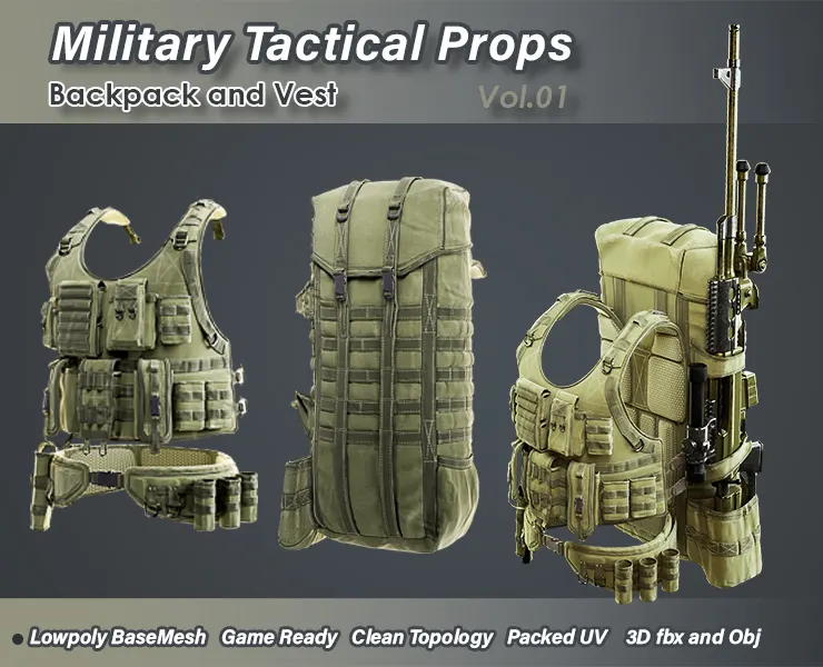 Military Tactical Props Vol.01 / Backpack and Vest