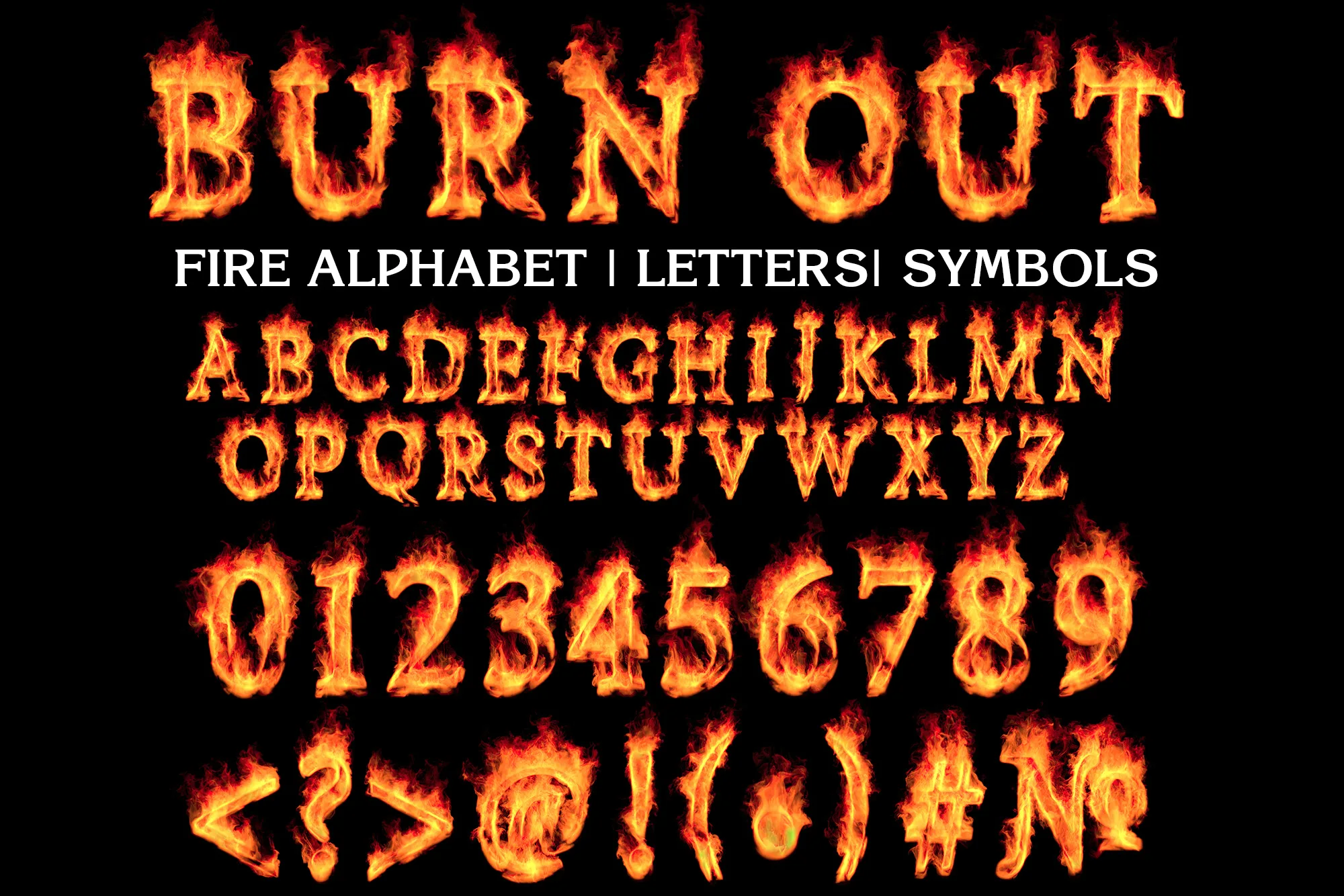 Fire Alphabet Letters and Numbers, Flaming Alphabet, Set of Letters in Flames, Burning Latin Alphabet, Fire Letters, Flaming Alphabet, PNG