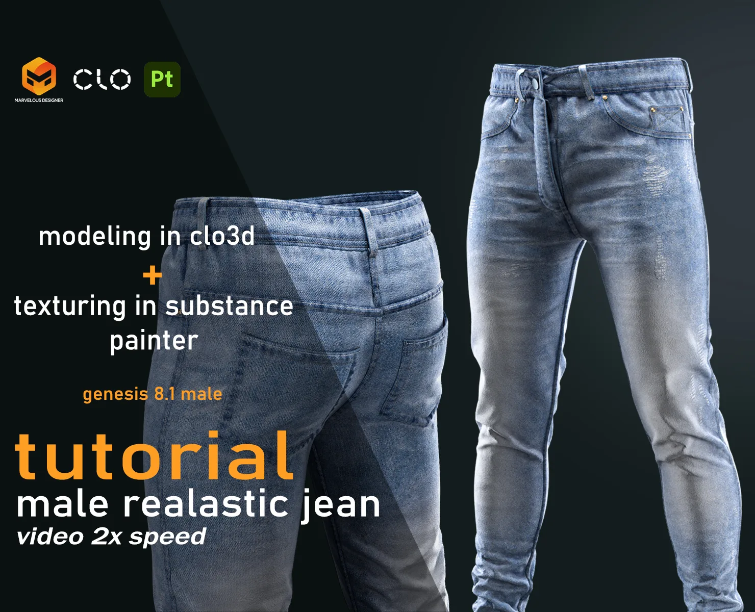 Tutorial Clo3d,MD Realistic jean. modeling(clo3d) + texturing(substance painter) 2H video