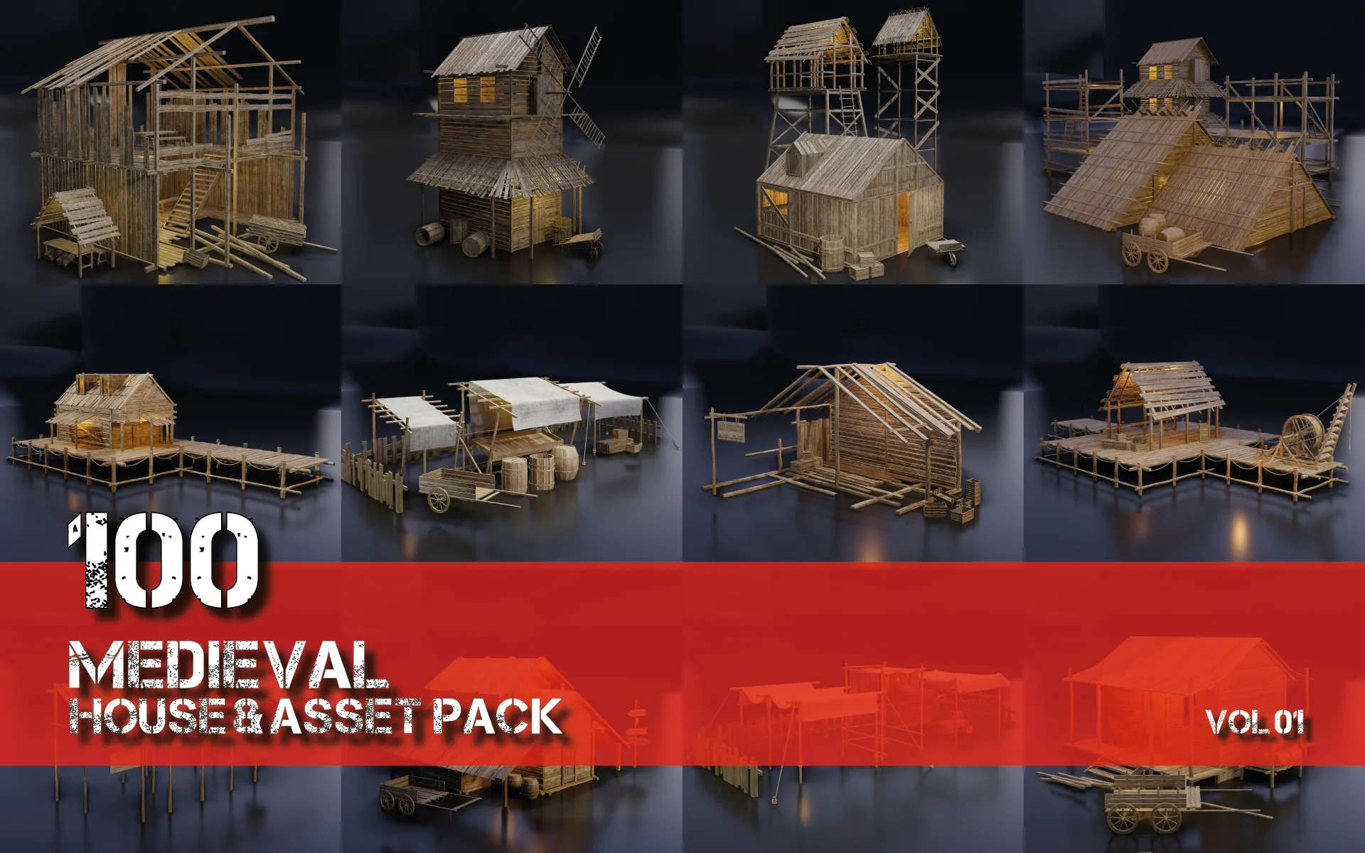 100+medieval house & asset pack vol 01