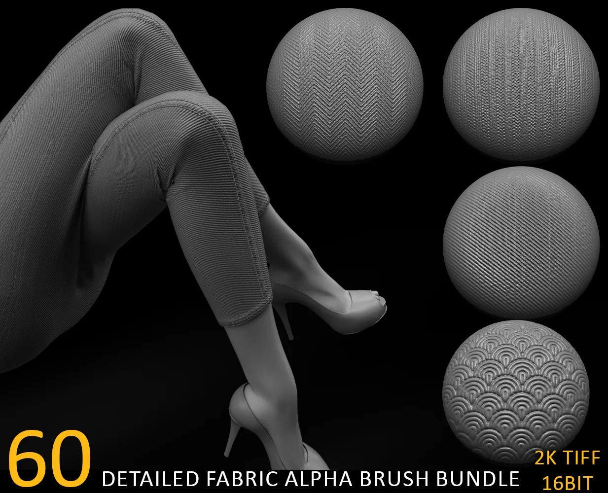 DETAILED FABRIC alpha brush bundle (tilable 2k tiff16bit)
