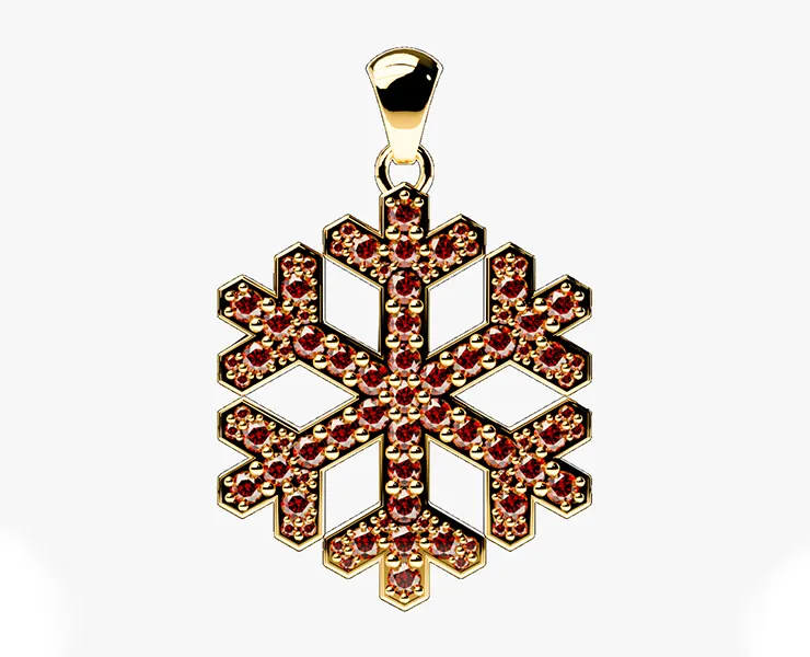 Snowflake with garnet pendant 3D print model