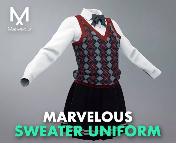 Marvelous Designer Clothes - 14 Sweater Uniform - Clo3D