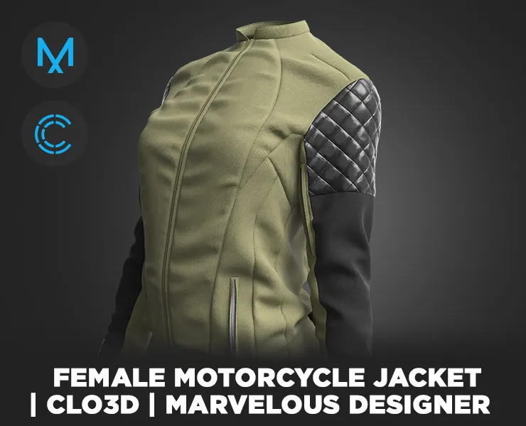 Female Motorcycle Jacket | Marvelous Designer | CLO3D project