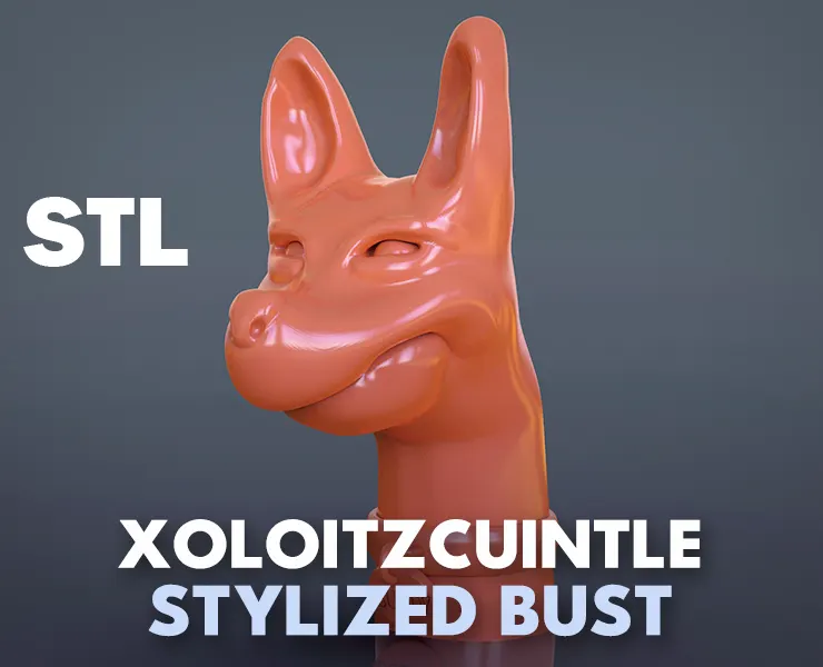 Stylized Xoloitzcuintle Bust