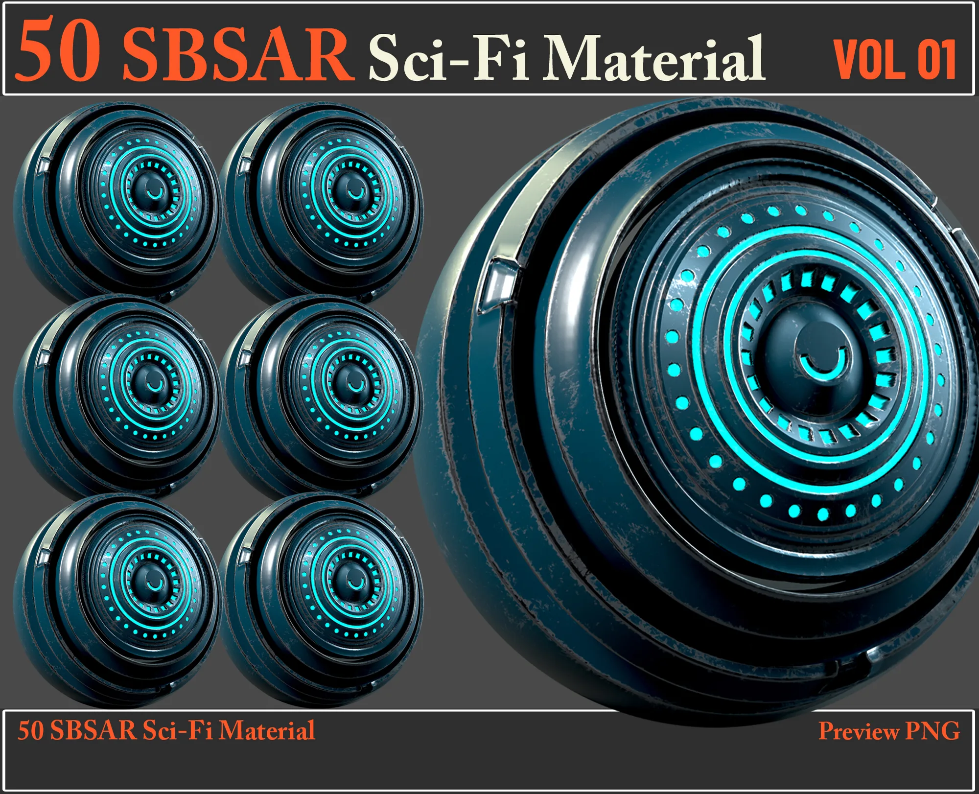 50 SBSAR Sci-Fi Material VOL 01 + Video How To Use