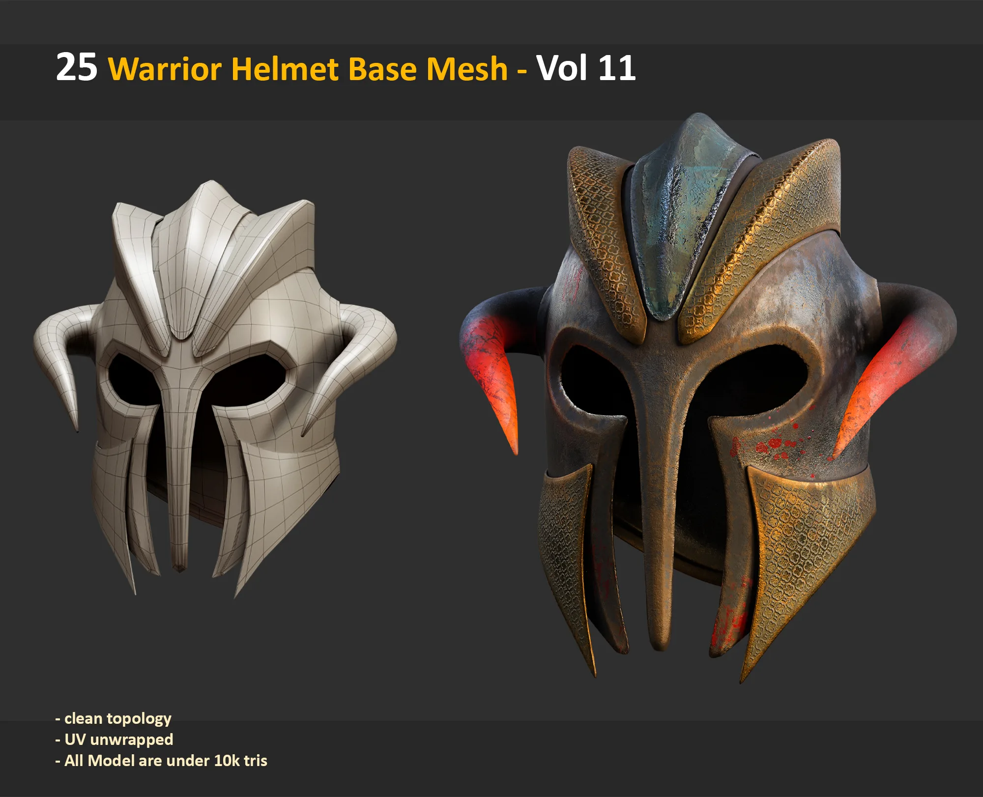 25 Warrior Helmet Base Mesh - Vol 11