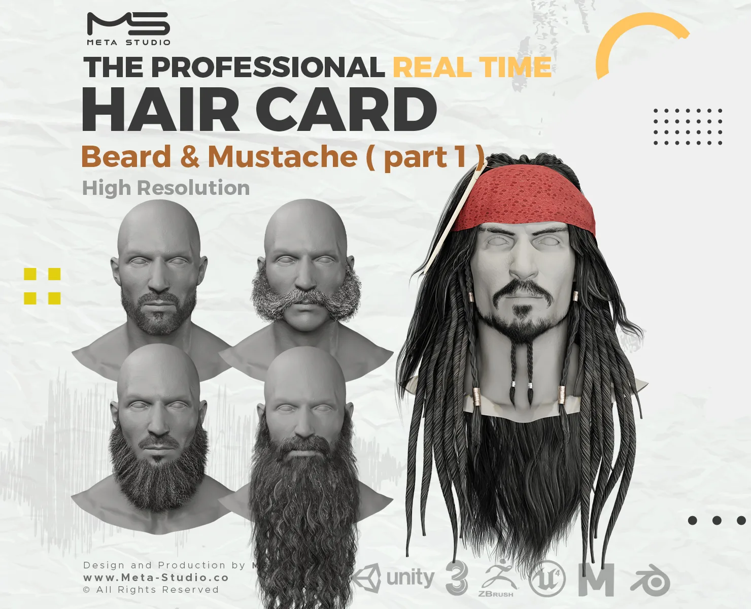 Professional Realtime Hair card - Beard and Mustache ( part 1 )