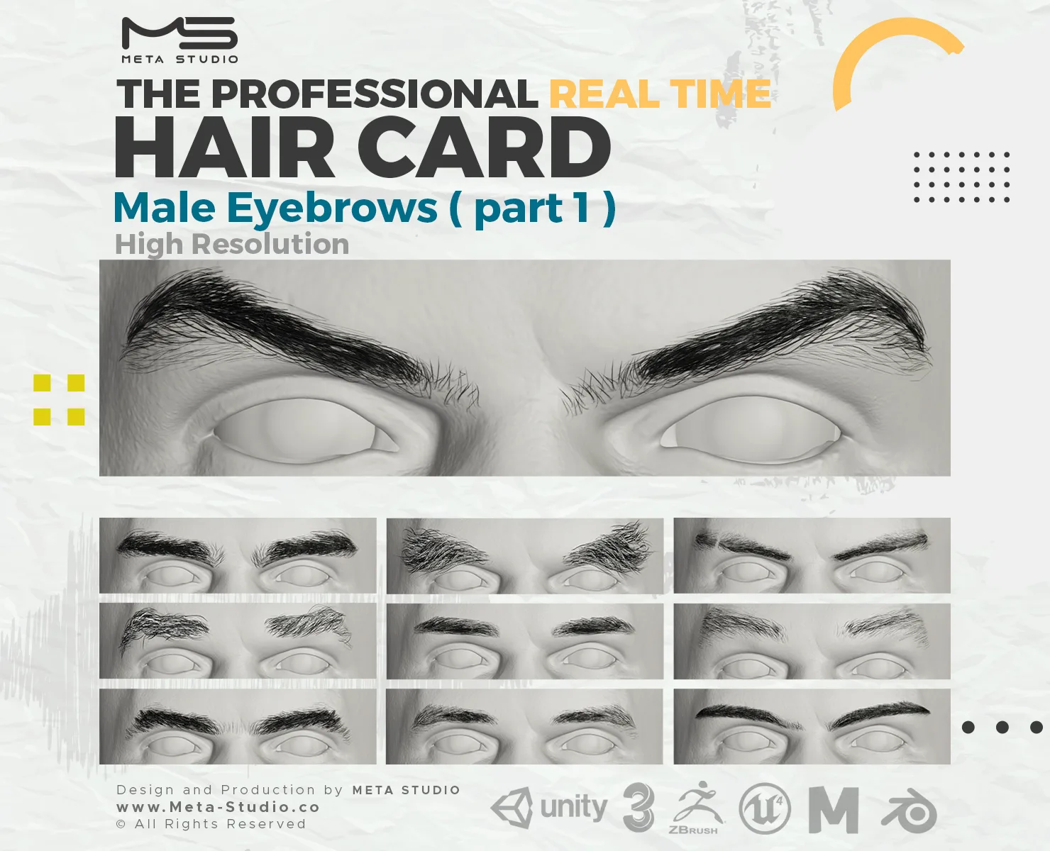 Male Eyebrows Part 1 - Professional Realtime Hair card