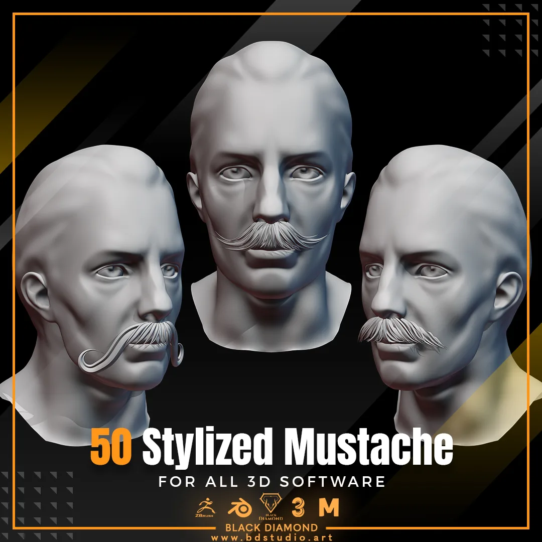 50 Stylized Mustache ( for all 3d software )