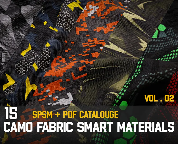 ” 15 High Detailed Camo Fabric Smart Materials ” (vol.2)