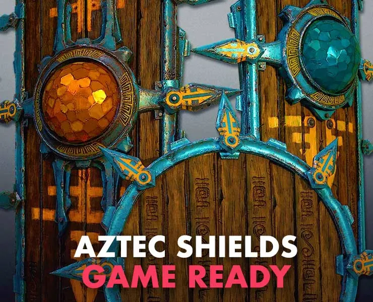 Aztec Warrior Shields - Game Ready