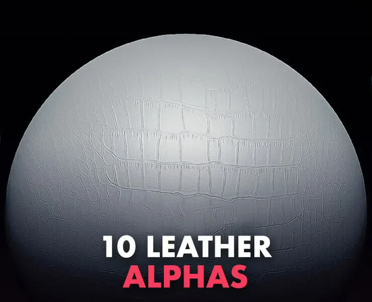 10 Leather Fabric Alphas (ZBrush, Substance, 2K, PSD)