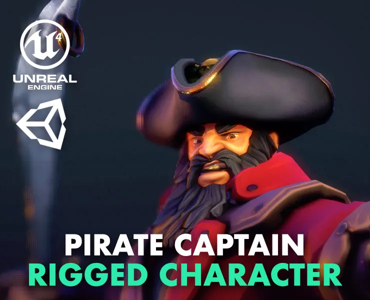 Pirate Captain - Stylised PBR Rigged character